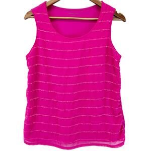 Coldwater Creek Womens Tank Top Small‎ Hot Pink Sequin Stripe Dopamine Coastal